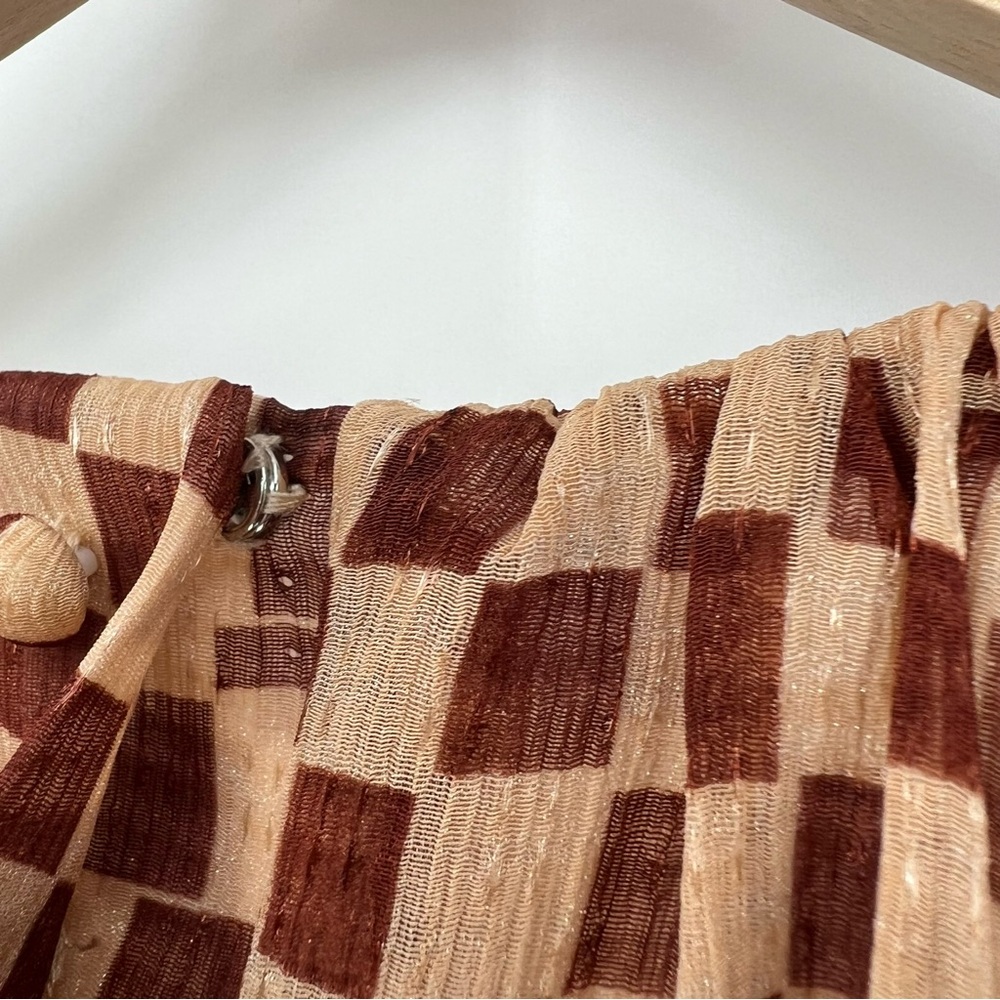 Moon River Tan and Brown Checkered Dress - Picture 11 of 16